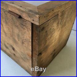 Handmade Wood Lock Box Glass Lid Display Case 10 Cube Shape Vintage Weathered