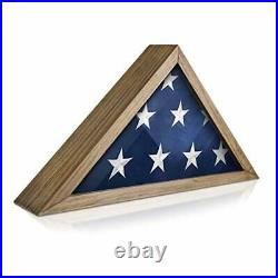 Hanging Rustic Solid Wood Military Flag Display Case with Protective Glass Front