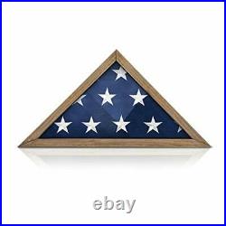 Hanging Rustic Solid Wood Military Flag Display Case with Protective Glass Front