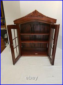 Hanging Wood and Glass Curio Display Cabinet Case 25 x 19.5