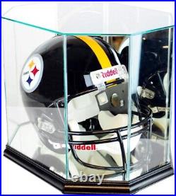 Helmet Display Case Football Black Wood Glass NFL NCAA Autograph Cabinet Holder