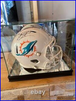 Helmet Display Case Football Black Wood Glass NFL NCAA USA Cabinet Sport Holder