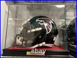 Helmet Display Case Football Black Wood Glass NFL NCAA USA Cabinet Sport Holder