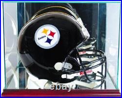 Helmet Display Case Football Cherry Wood Glass NFL NCAA USA Cabinet Sport Holder