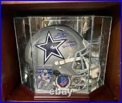 Helmet Display Case Football Cherry Wood Glass NFL NCAA USA Cabinet Sport Holder