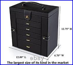 Huge Jewelry Box Jewelry Case with 6 Tier 5 Drawers Large Storage with Mirror