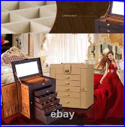 Huge Jewelry Box Jewelry Case with 6 Tier 5 Drawers Large Storage with Mirror