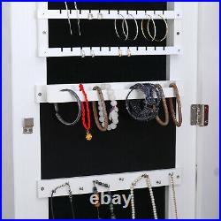 Jewelry Storage Mirror Cabinet Earring Ring Organizer Box Case Armoire LED Light