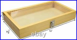 Jewelry Wood Box Organizer Case Clasp Wooden Glass Clear Top Display Storage Moo