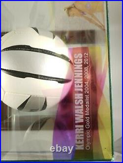 Kerri Walsh Jennings Signed Wilson Volleyball in Glass and Wood Display Case
