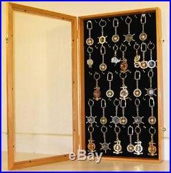 Keychain Display Case Wall Cabinet with glass door, solid wood, Key1B-OA