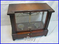 Kohlbusch Chemistry Lab Apothecary Scale Analytical Balance Glass Wood Case