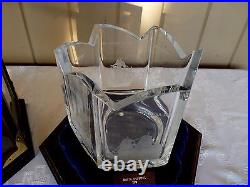 Kosta Boda 1978 etched Historic CRYSTAL SHIPS BOWL Wooden & Glass Display Case