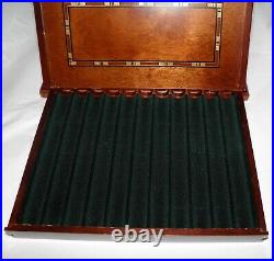 LEVENGER WELL READ LIFE Inlaid MAHOGANY WOOD & Glass 22 PEN DISPLAY CASE