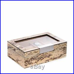 Lacquered Exotic Ice Burl Wood 8 Watch Case With Glass Top