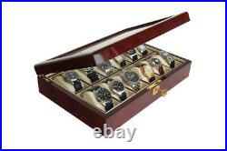 Lacquered Wood Cassette Mahagoni Piano Look Watch Holder Safe 350 For 24 Watches