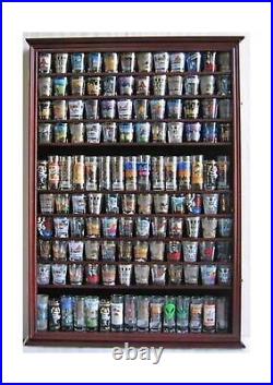 Large 144 Shot Glass Shooter Display Case Holder Wall Cabinet, UV Protection