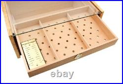 Large Humidor Box Glass Cover Cigar Case Humidifier Hygrometer For 150 COHIBA