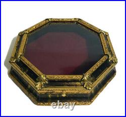 Large Vintage Gold Florentine Wood Octagonal Display Shadow Box Glass Case Italy