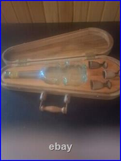 Large glass bottle shape violin wood case 73x40x25 cms 90´s rare 90s