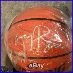 Larry Bird Signed Spalding NBA Game Ball Basketball with Wood + Glass Case