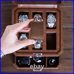 Leather Watch Box For Men Display Case Organizer Microsuede Liner Jewelry Holder