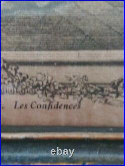 Les Confidence 1774 Print by Sigmond Freudeberg, Antique Jewelry Box With Mirror