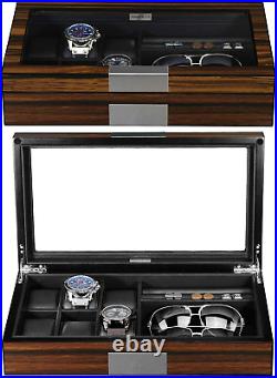 Lifomenz Co Watch Jewelry Box for Men 6 Slot Watch Box, 6 Watch Case 8 Pair Cuffl