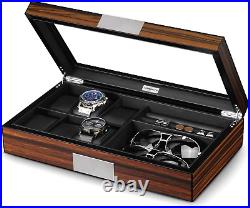 Lifomenz Co Watch Jewelry Box for Men 6 Slot Watch Box, 6 Watch Case 8 Pair Cuffl