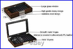 Lifomenz Co Wood Pen Display Box 10 Pen Organizer Box, Glass Pen Display Case Sto
