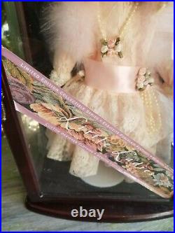 Little Ladies 17' Porcelain Doll in Dark Wood and Glass Case Cabinet