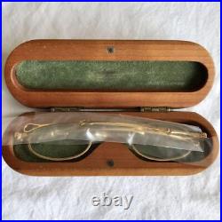 Lunor Eyewear withWood case Mod. I-08 Slide Temple Antique Gold Glasses/
