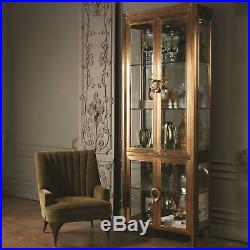 Luxe Antique Style Apothecary Cabinet Display Case Wood Brass Vitrine Lighted