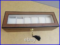 MULTIPLE WATCHES TRAVEL BOX / STORAGE SHOW GLASS CASE 6 WRIST WATCHES WithLOCK NEW