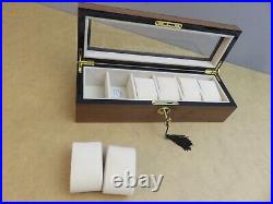 MULTIPLE WATCHES TRAVEL BOX / STORAGE SHOW GLASS CASE 6 WRIST WATCHES WithLOCK NEW