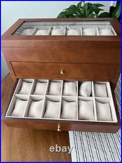Mark and Graham Deluxe Wooden Watch Box, Holds 48 Watches