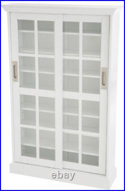 Media Storage Case Tall Thin Wall White Shelves Store Movies Books CDs Crafts
