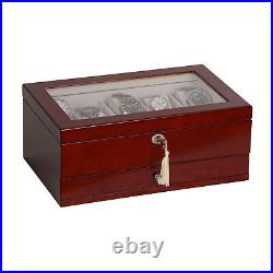 Mele & Co. Christo Glass Top Wooden Watch Box in Walnut Finish