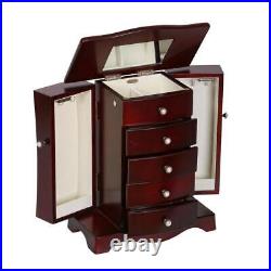 Mele and Co Bette Jewelry Box Classic Subtle Hour Glass Shape Wooden Mahogany