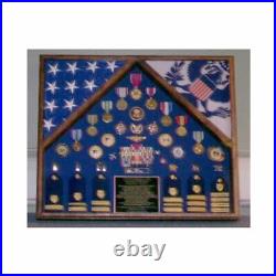 Military flag case for 2 flags and medals