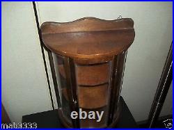 Miniature Curio Cabinet Curved Glass Mahogany Color Wood table or wall Case