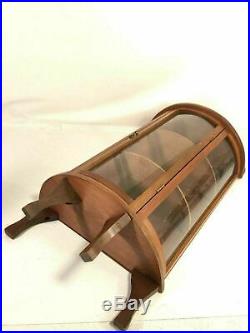 Miniature Curved Glass Wood Curio Vintage Tabletop Knick Knack Hang Display Case