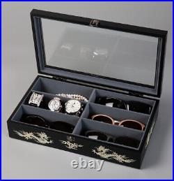 Mother of Pearl Dragon Sunglass Box Eyeglasses Display Wood Storage Jewelry Case