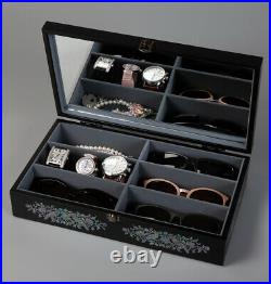 Mother of Pearl Parrot Sunglasses Box Eyeglasses Display Storage Case Organizer