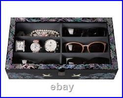 Mother of Pearl Sunglasses Box Eyeglasses Display Wood Storage Organizer Case