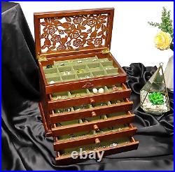 Mothers Day Gifts Wood Jewelry Box for Women, Real Wooden Jewelry Organizer Bo
