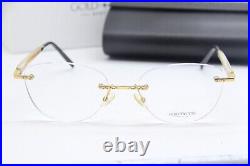 NEW GOLD & WOOD GENUINE-HORN CB24 MARQUISE AUTHENTIC WithCASE EYEGLASSES 52-20