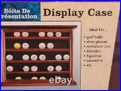 NEW Wood Golf Ball DISPLAY Case HINGED GLASS DOOR 15-3/4 X 12-3/4 X 2-1/2