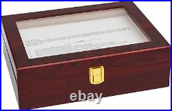 NNEDSZ Grids Wooden Watch Case Glass Jewellery Storage Holder Box Wood Display