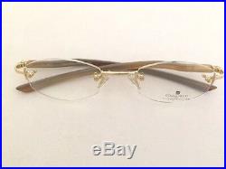 New Authentic Gold & Wood Glasses S54 6 CBSZ Horn/Gold Rimless 47mm RX with Case